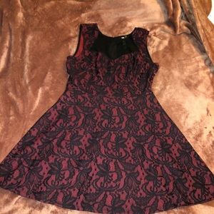 Black and Burgundy A-Line Dress